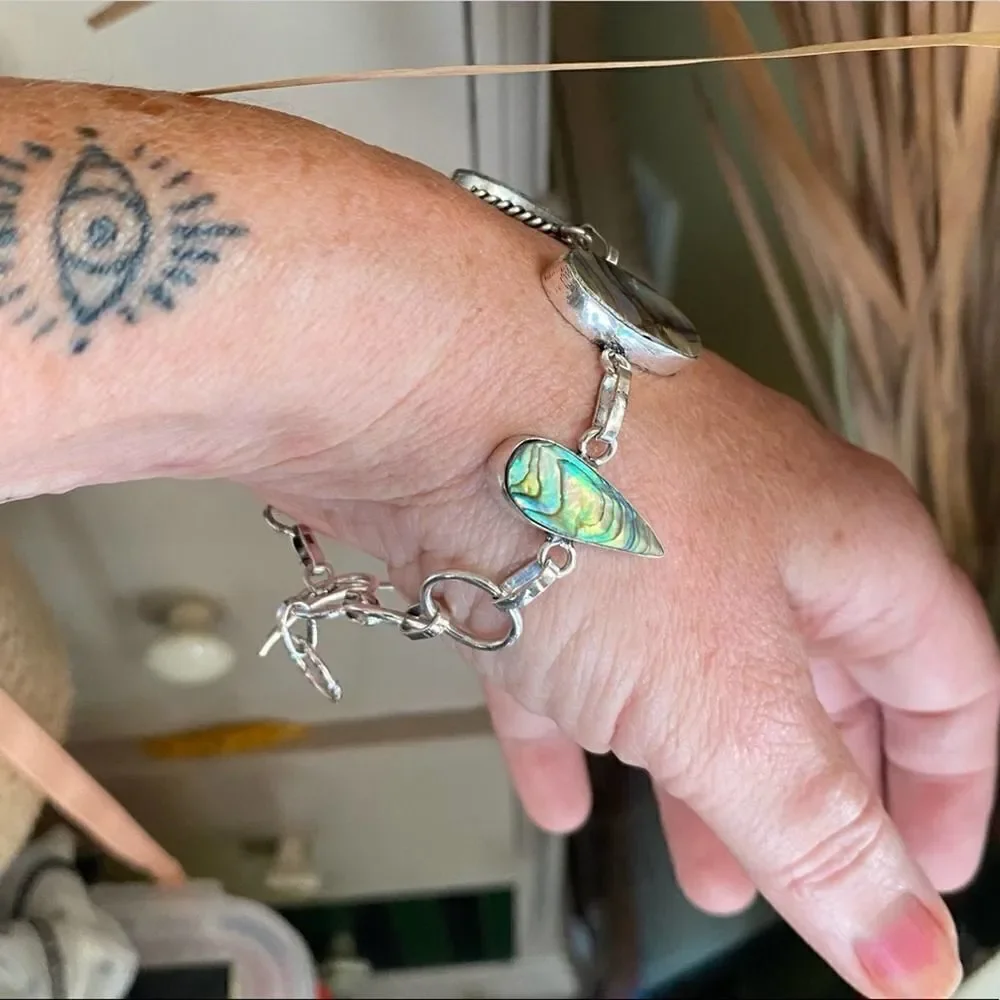 Abalone Sterling Silver Toggle Bracelet Boho Jewelry
